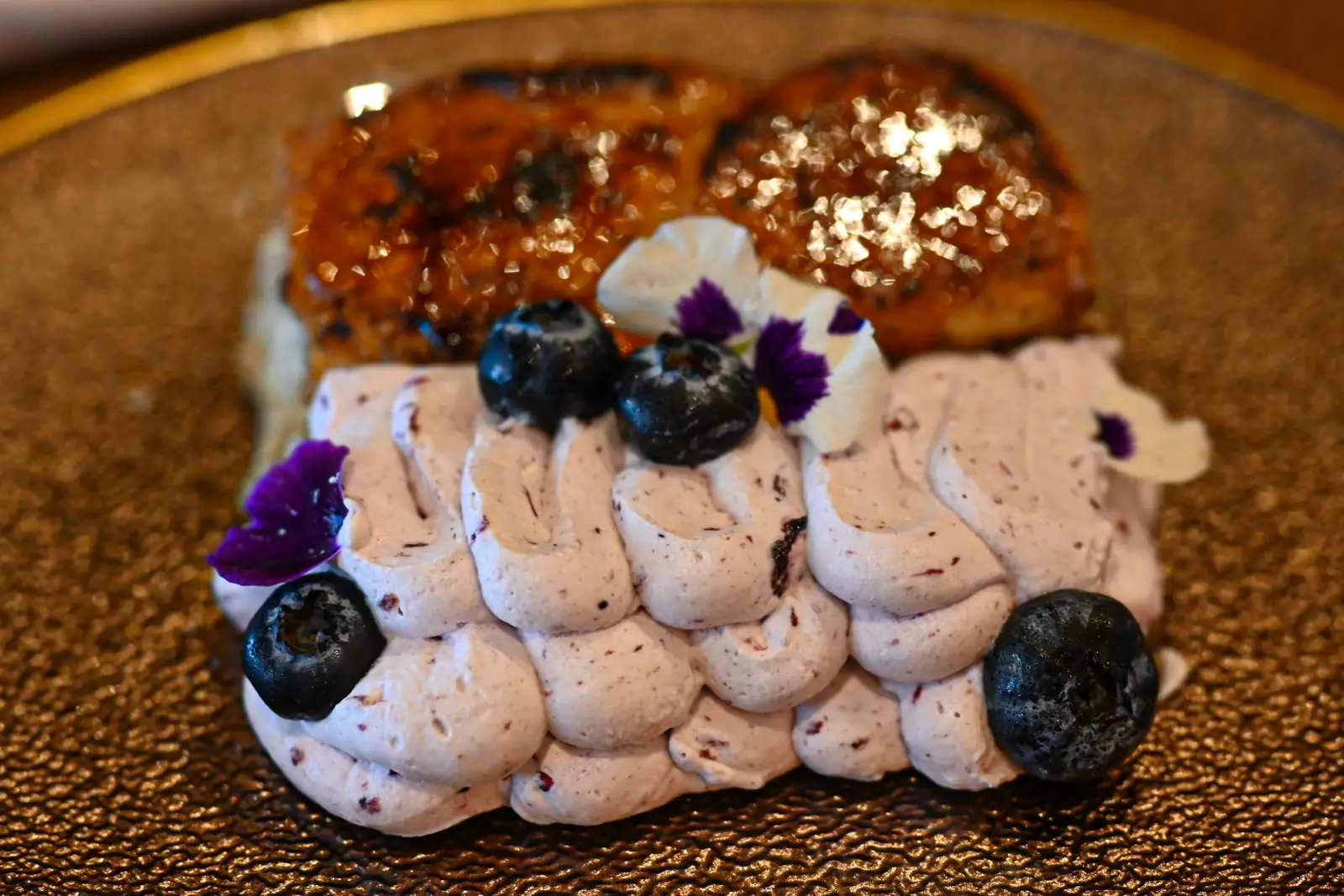 Dessert with edible flowers