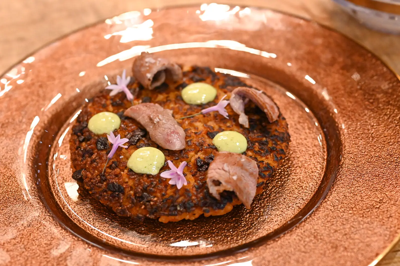 Seasonal plate on dark ceramic