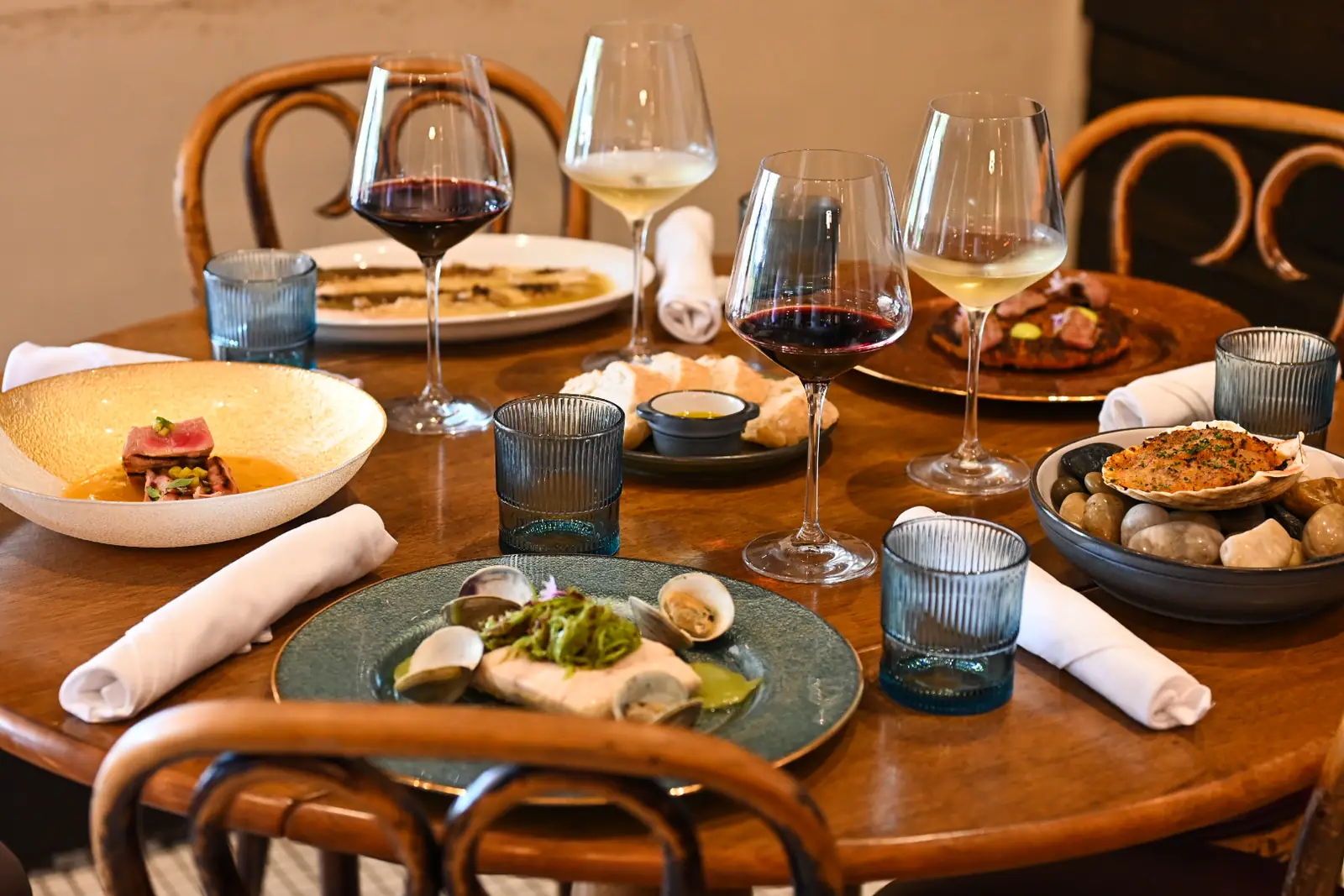 A table of shared Basque dishes